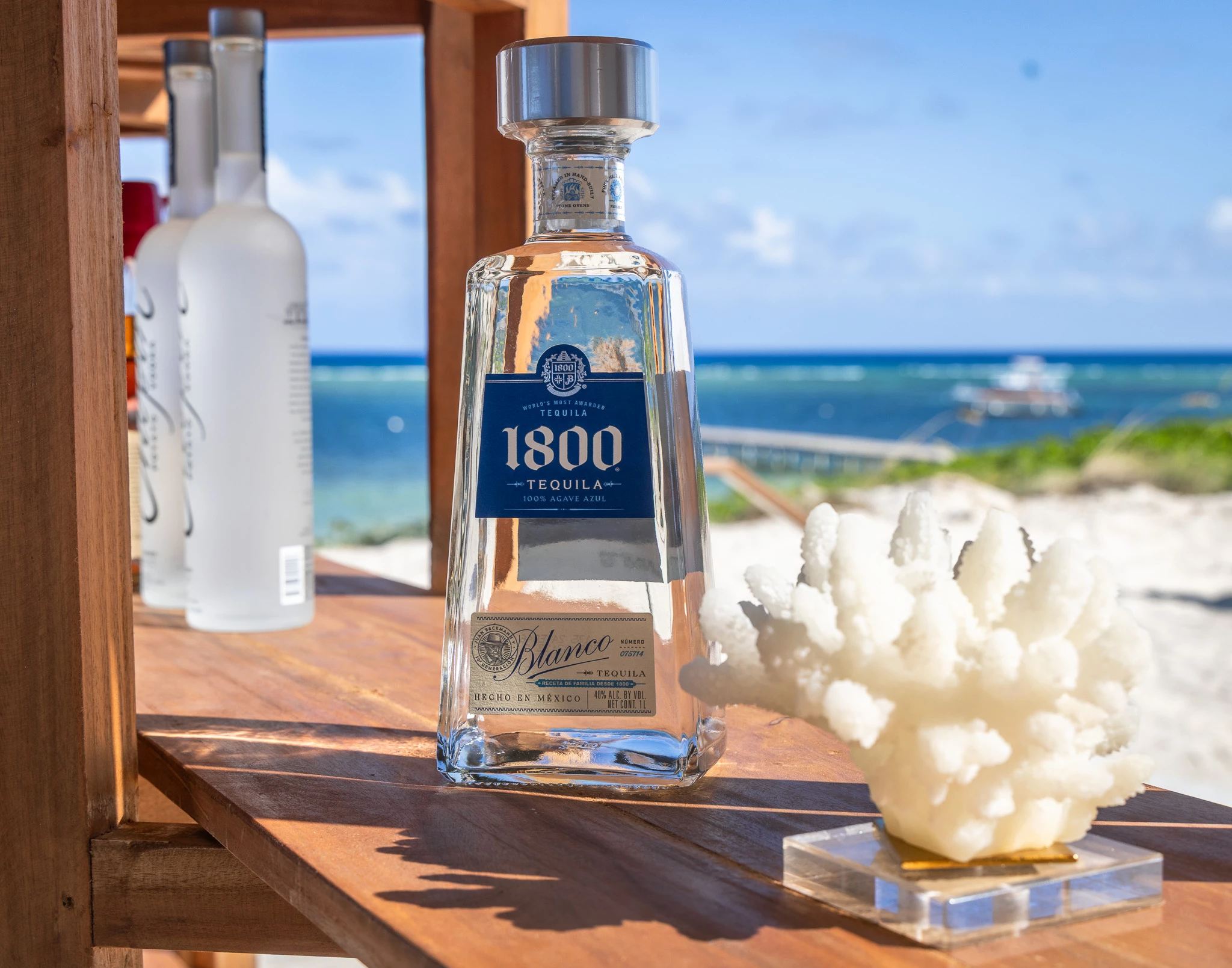 a bottle of alcohol on a table