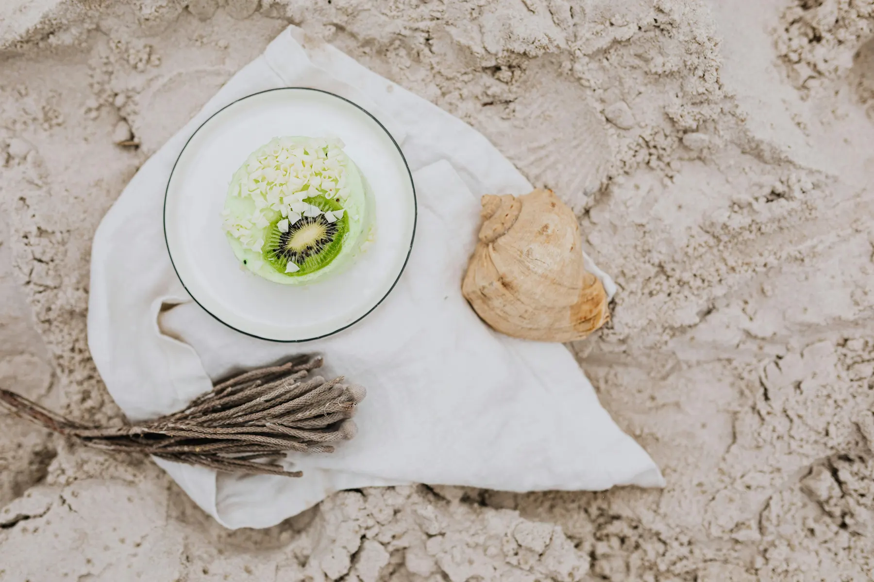 a plate of food on a towel