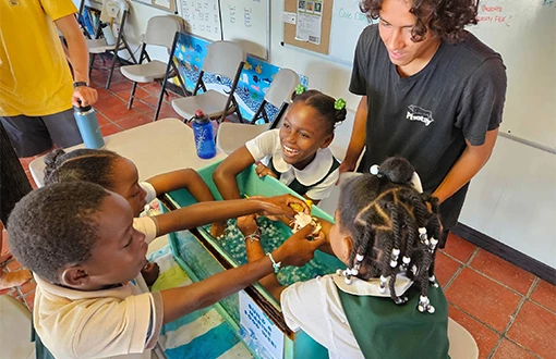 a group of children in a classroom