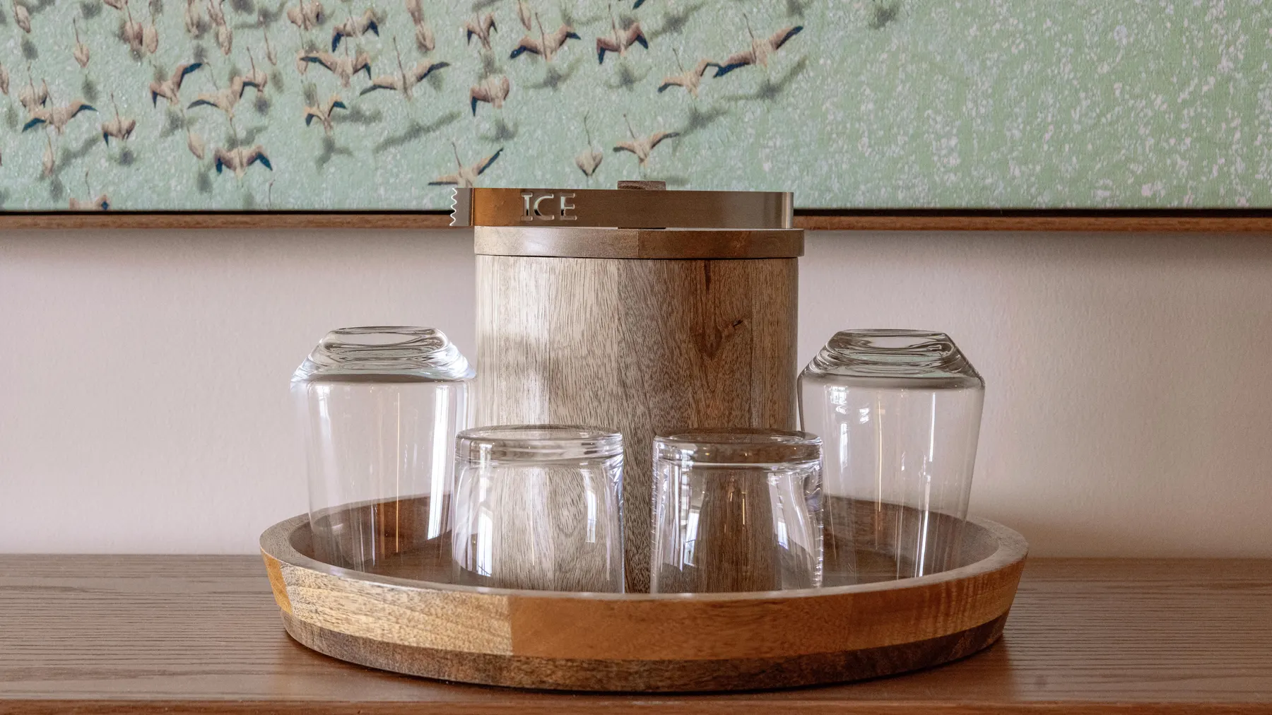 a tray with glasses on it